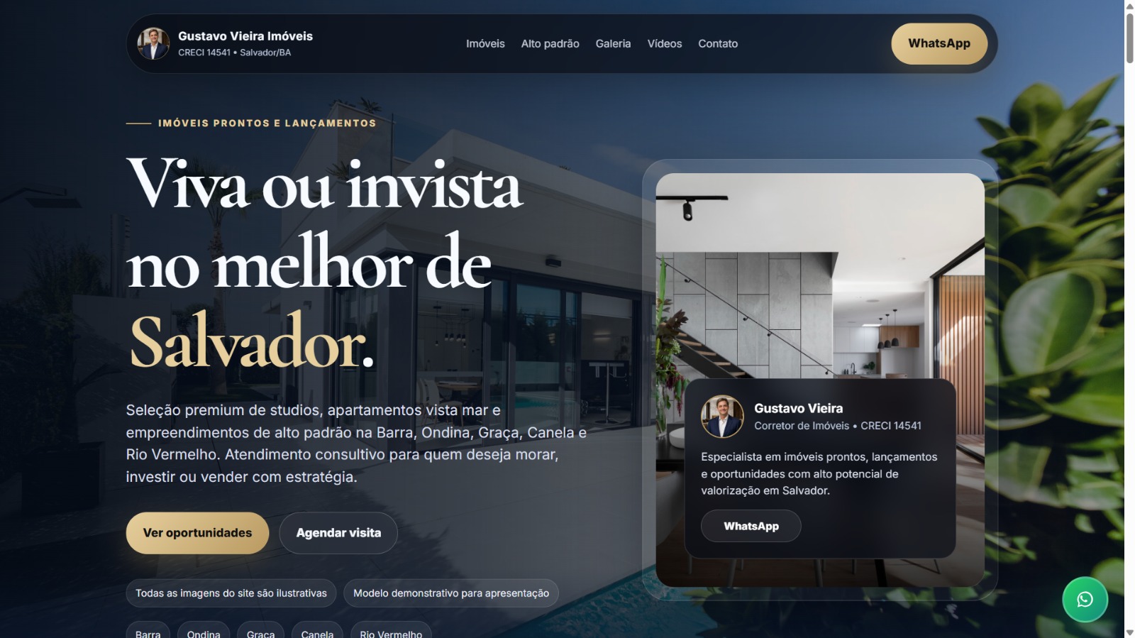 Projeto site Gustavo Vieira Imóveis