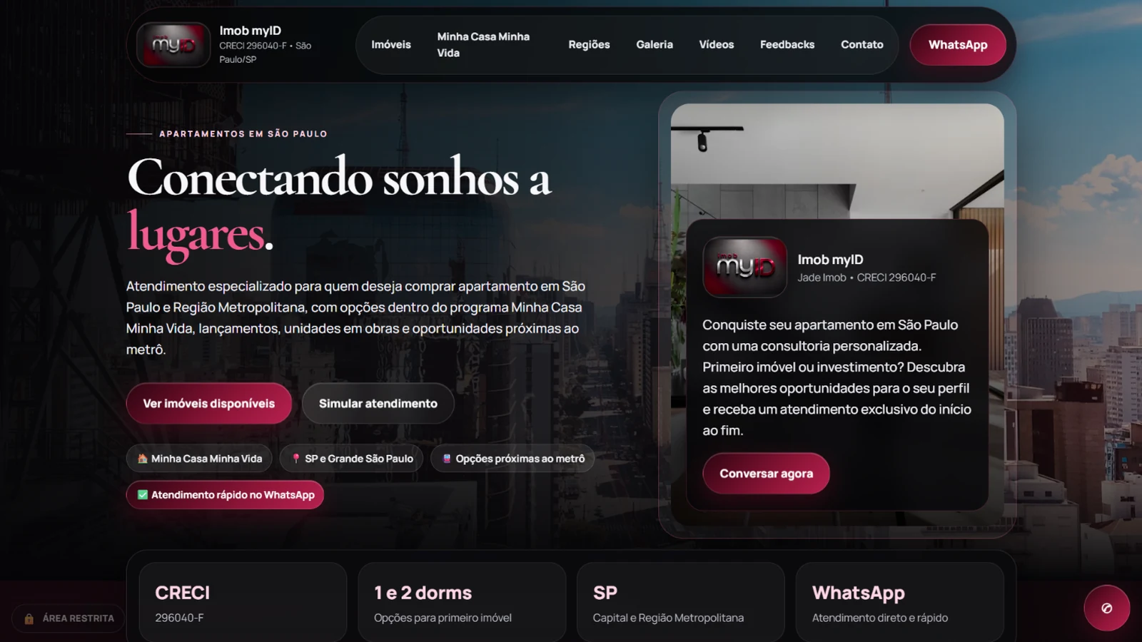 Projeto site imobiliário Imob myID