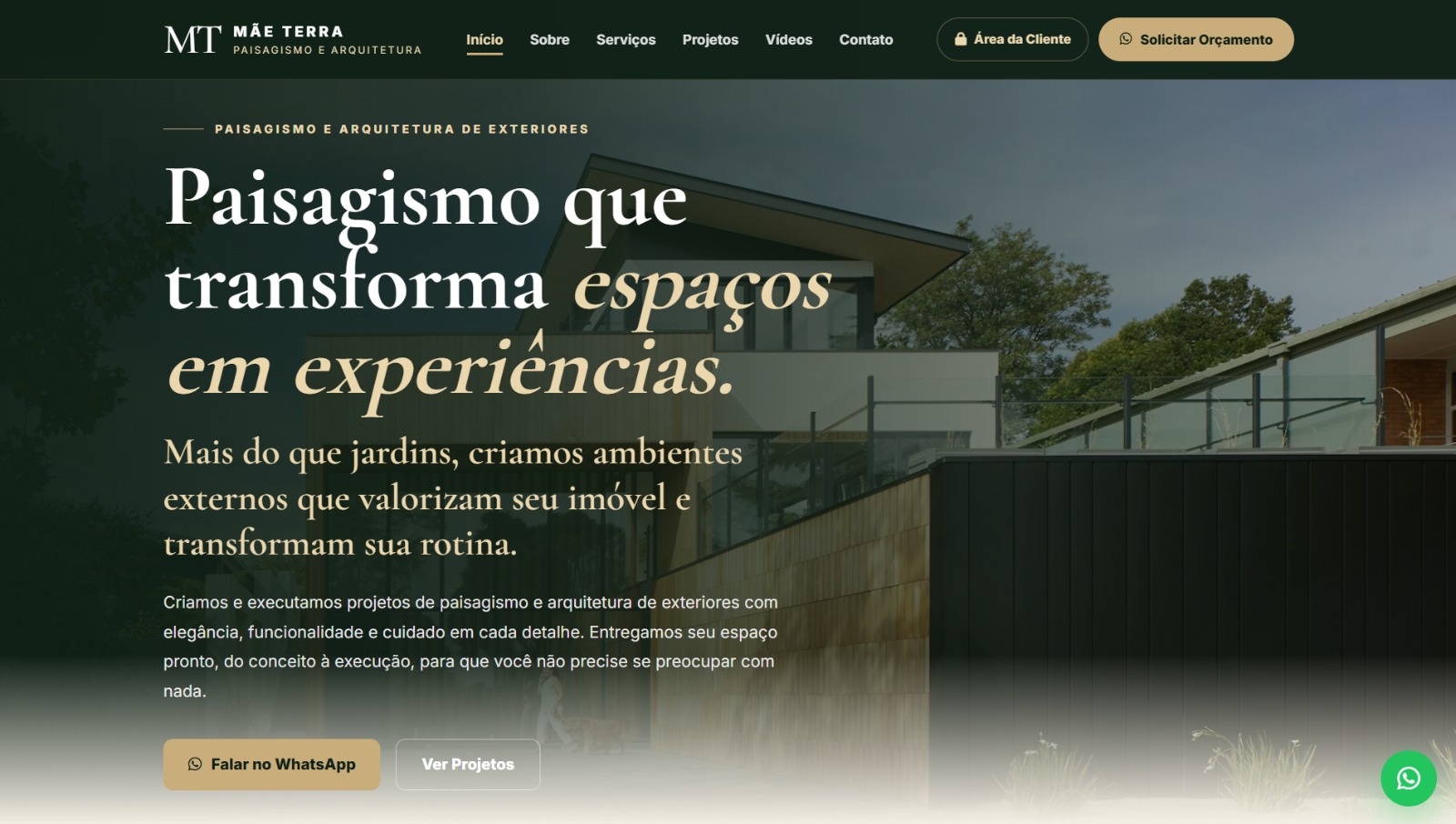 Projeto site Mãe Terra Paisagismo